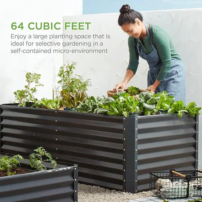Best Choice Products 8x4x2ft Outdoor Metal Raised Garden Bed, Deep Root Planter Box for Vegetables, Flowers, Herbs, and Succulents w/ 478 Gallon Capacity - Gray by GreenHaven Gardens