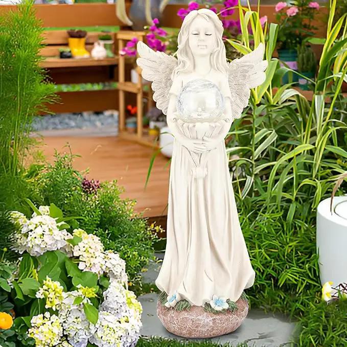 Angel Statue for Garden - 16.3 inches Guardian Solar Garden Statue, Gardening Gifts for Mom Grandma Lawn Ornaments Figurines for Outdoor Decor by GreenHaven Gardens