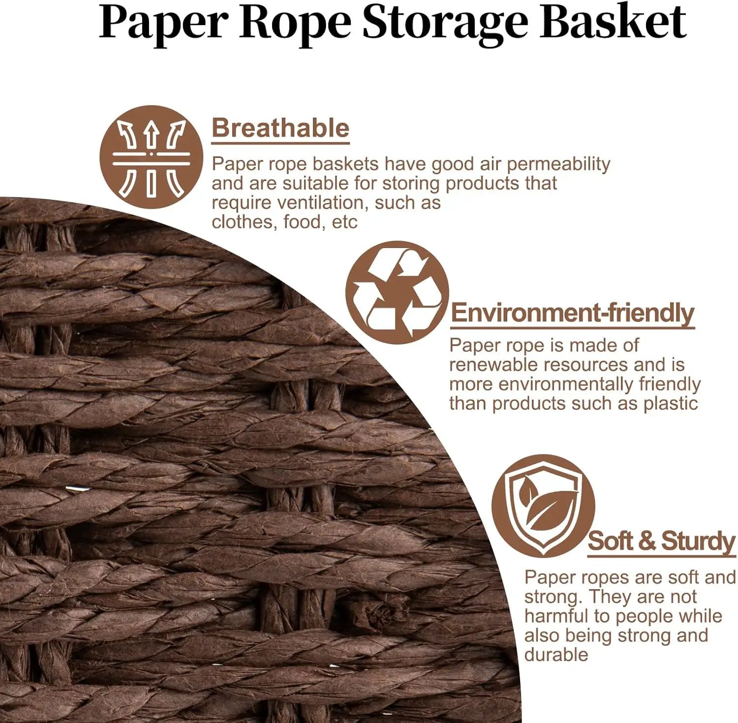 OIAHOMY Wicker Basket, Paper Shelf Basket with Built-in Handles, Rectangular Wicker Storage Bin for Pantry, Shelves, 1 Pack-Brown by GreenHaven Gardens