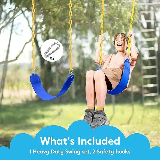 TURFEE Swing for Outdoor Swing Set - Pack of 1 Seat Replacement Kit with Heavy Duty Chains - Backyard Swingset Playground Accessories for Kids (Blue) by GreenHaven Gardens