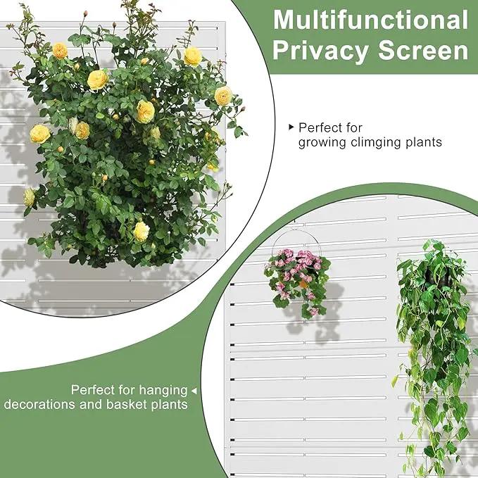 Casaphoria Metal Raised Garden Bed with Trellis and Wheels, 72"x35"x16" Planter Box for Climbing Plants, Vegetables & Vines, Features Drainage Holes and Privacy Screen (White-Louvered) by GreenHaven Gardens
