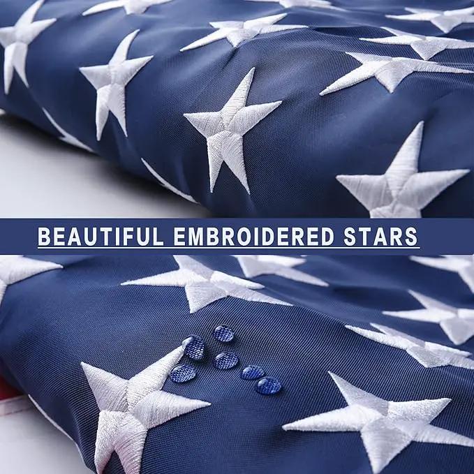 American Flag 8x12 Outside, US Flags for Outdoor Indoor, Heavy Duty Durable, Deluxe Embroidered Stars, Brass Grommets, Sewn Stripes, Vivid Color, Fade Resistant and waterproof by GreenHaven Gardens