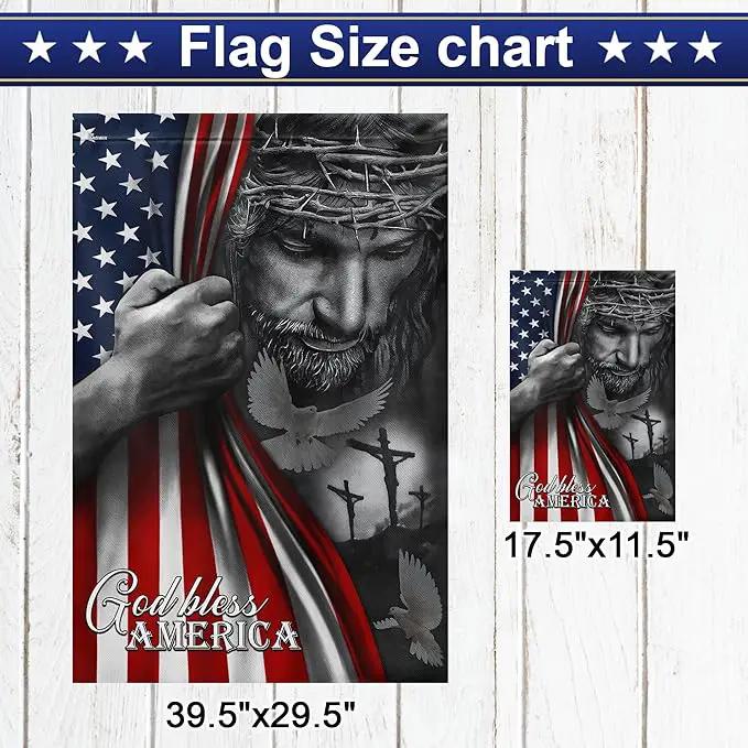 FLAGWIX Christian American Flag, God Bless America Flag - 4th of July, Independence Day Decorations for Home, Garden, 30x40 House Flag - USA Flags Premium Polyester, Decorative Indoor Outdoor Flag by GreenHaven Gardens