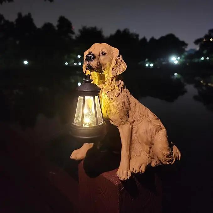 NASKY The Resin Handicraft Solar - Powered Hanging Lamp in The Shape of A Simulated Puppy of The Courtyard is Suitable for Places Such As Courtyards, Gardens and Balconies (Golden Hair) by GreenHaven Gardens