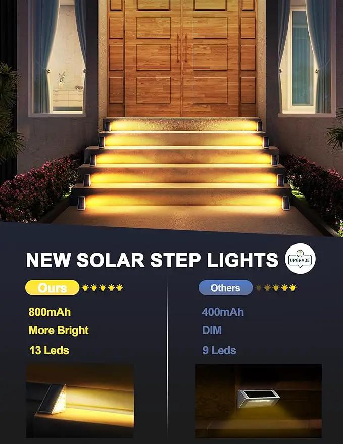 LED Solar Step Lights Waterproof Outdoor Stair Lights, Warm White Solar Deck Lights IP67 Solar Decoration Lights for Yard, Patio, Garden, Walkways, Front Door, Pathway, Driveway, Porch 12 Pack by GreenHaven Gardens