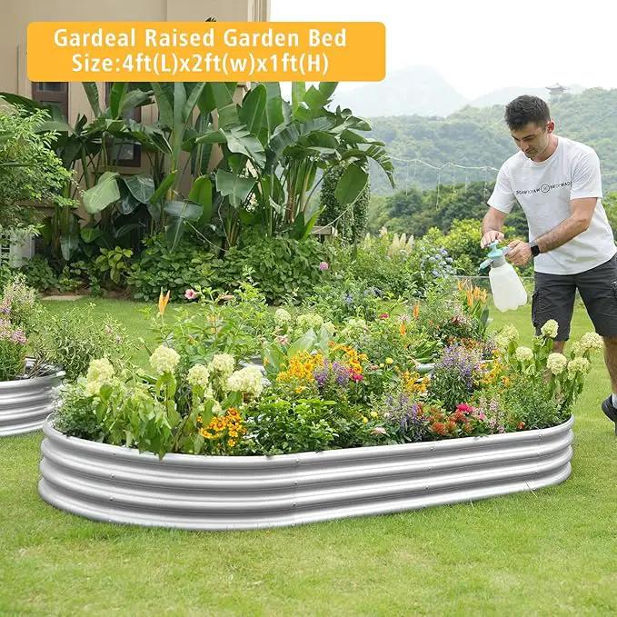 Garden 4x2x1ft Galvanized Raised Garden Bed Kit - Metal Planter Boxes for Vegetables/Herbs/Flowers, Heavy-Duty Steel Outdoor Garden Box with Reinforced Edges(4X2X1FT) by GreenHaven Gardens