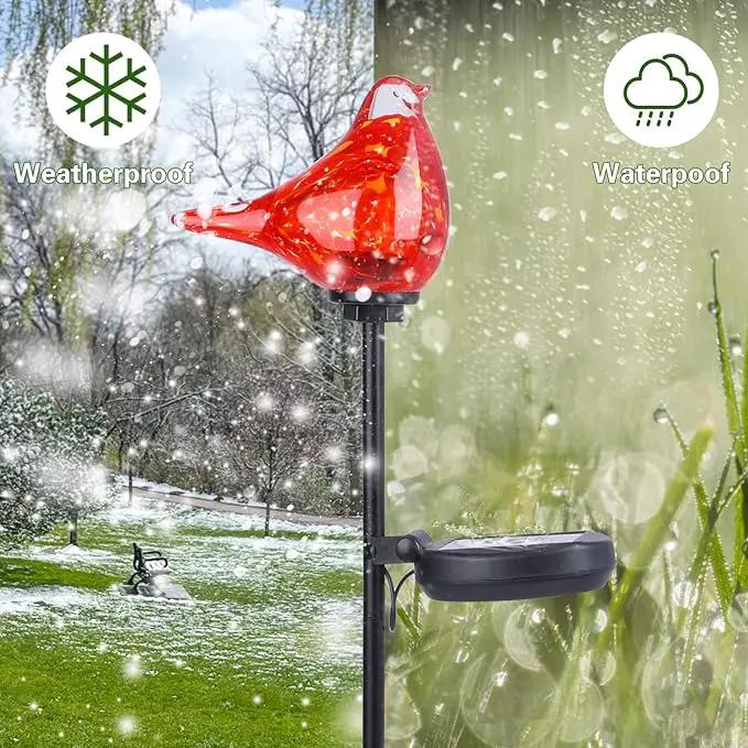 Afirst Solar Outdoor Lights - Decorative Solar Stake Lights Cardinal Handblown Glass Garden Stakes, Waterproof for Pathway Decoration, 2 Pack by GreenHaven Gardens