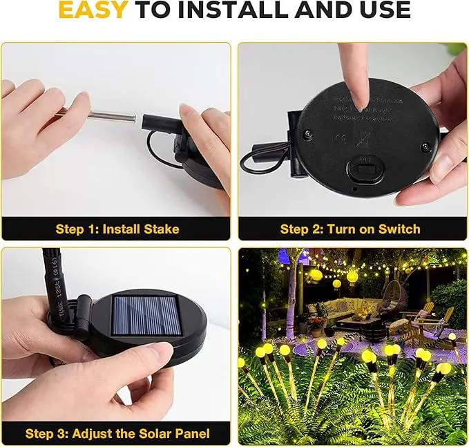 Solar Garden Lights, Upgraded Solar Lights Outdoor Waterproof, 4-Pack Solar Swaying Light-Sway by Wind, 32 LED Firefly Lights Solar Outdoor for Yard Patio Pathway Decoration (Warm White) by GreenHaven Gardens