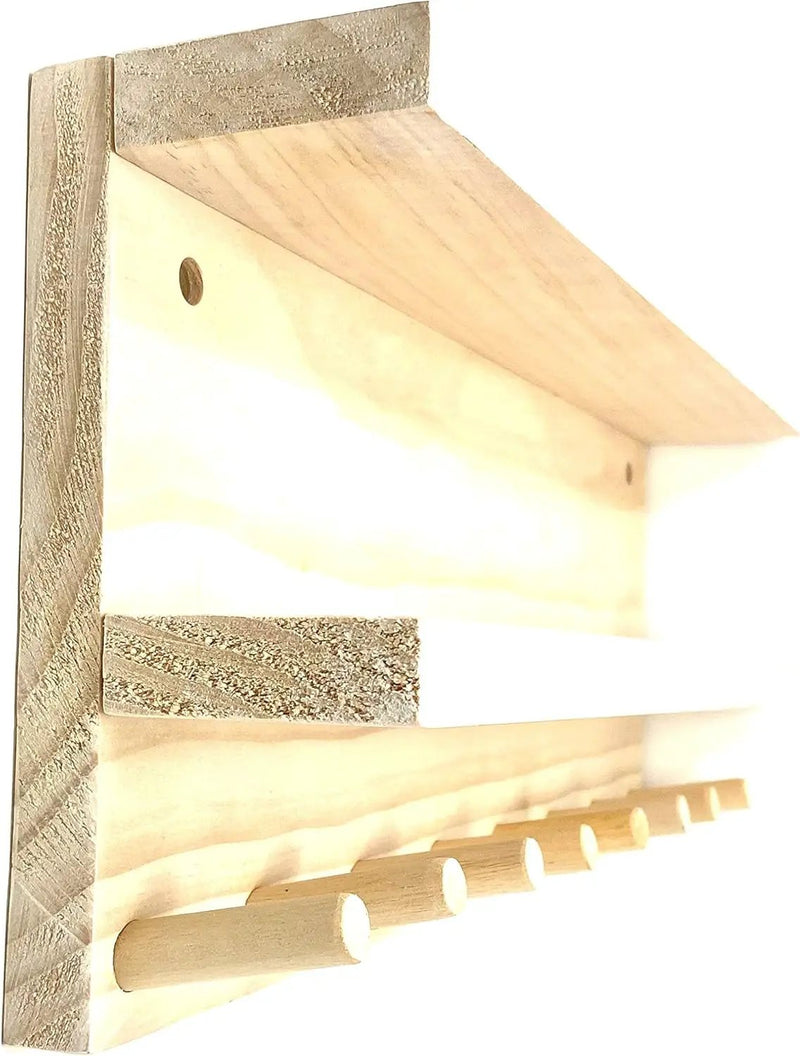 Full Size Baseball Bat Rack Display Case 4-7 Bats 8 Balls Natural Finish Wall Mount by GreenHaven Gardens