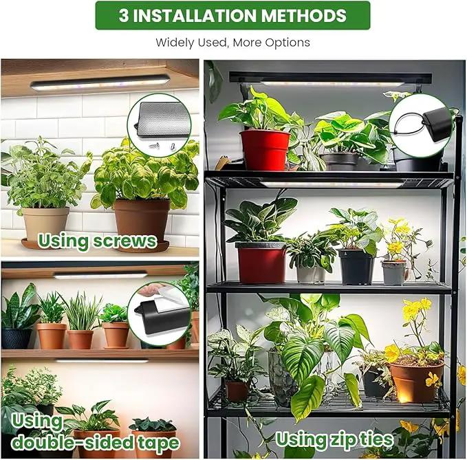 Wolezek Grow Lights for Indoor Plants, 210 LEDs Full Spectrum Plant Grow Light Strips with Upgared 4/8/12/16H Auto Timer, 13.8 Inches Bright Grow Lamp Bar for Plant Shelves and Cabinet, 2 Pack by GreenHaven Gardens