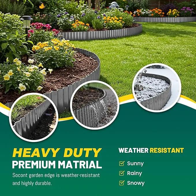 Corrugated Metal Garden Edging, 6"×40Ft Durable Landscape Border for Garden, Lawn, Flower Beds and Paver Edging (Gun Silver) by GreenHaven Gardens
