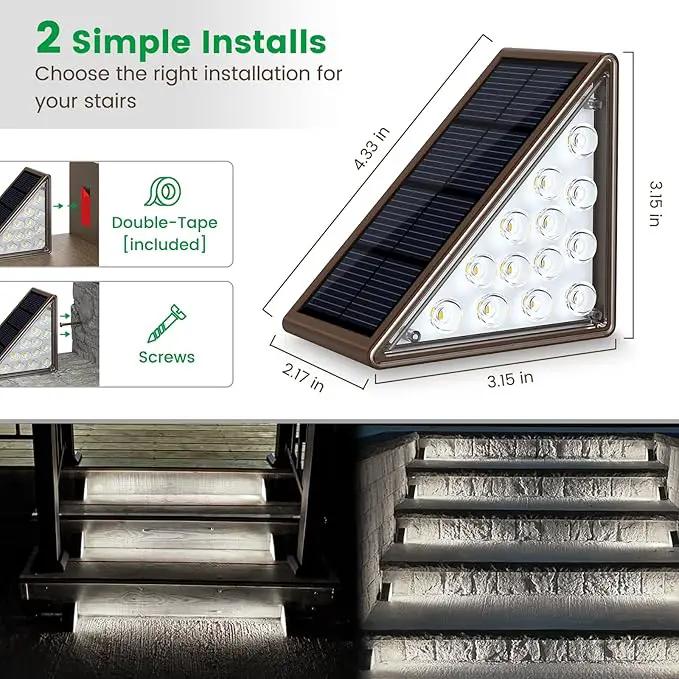 Solar Step Lights - 12 Pack, Waterproof IP67, Deck & Staircase Lights, Patio & Front Step (Cool Brown) by GreenHaven Gardens