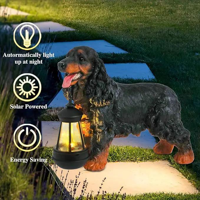 Afirst Solar Dog Statue Garden Decor- Outdoor Decor with Solar Lantern Lovely American Cocker Spaniel Figurine Patio Lawn Yard Art Ornaments Housewarming Gift by GreenHaven Gardens