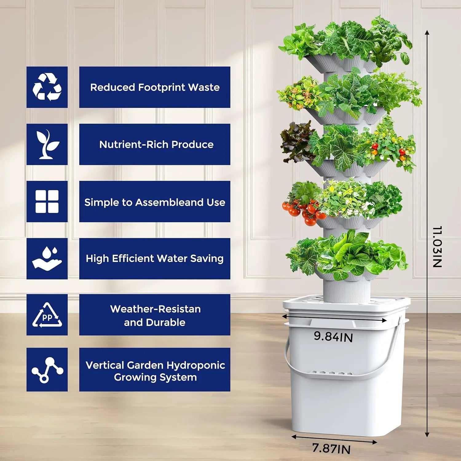 SJZX Hydroponics Growing System Kit, 5-Layer Hydroponic Tower, 30 Planting Holes, Space-Saving Vertical Gardening System, Suitable for Both Indoor and Outdoor use Germination Kits by GreenHaven Gardens