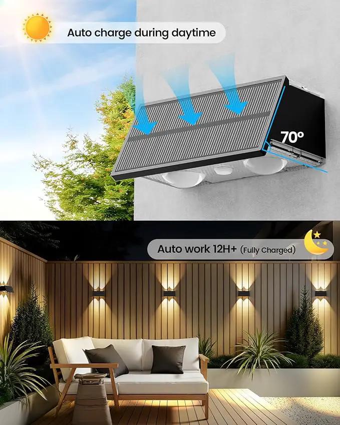 Bridika Solar Fence Lights Outdoor, 6 Pack Up and Down Wall Light, 8 Colors Lens LED Dusk to Dawn Solar Lights Outdoor Waterproof for Patio, Deck, Backyard, Garden by GreenHaven Gardens