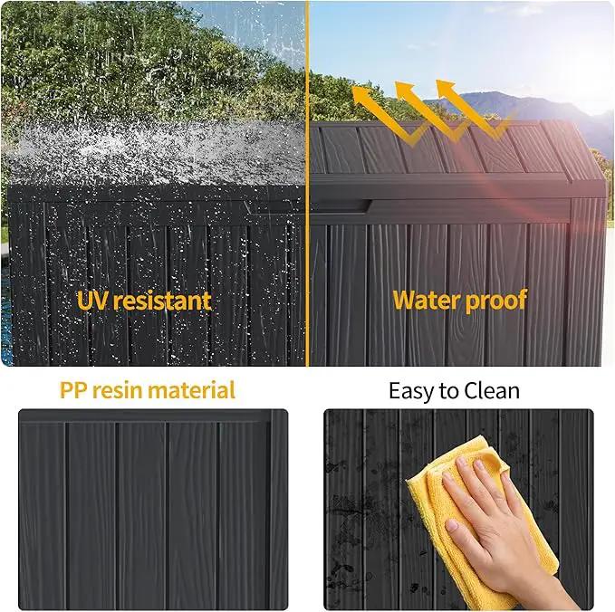 80 Gallon Outdoor Storage Box Waterproof Lockable Resin Deck Box Large, Patio Storage Bin for Pool Accessories Cushion Furniture, Garden Tools, UV-Resistant Outside Delivery Black by GreenHaven Gardens