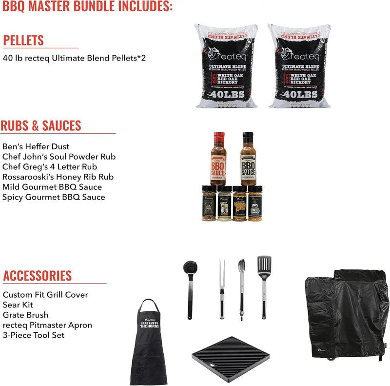 recteq Pellet Grill - Road Warrior 340 + BBQ Master Bundle, Portable Electric Pellet Smoker Grill, BBQ, Wood Pellets, Sear, Smoke, and More by GreenHaven Gardens