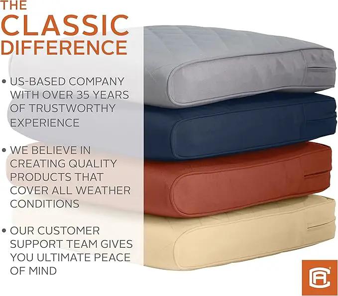 Classic Accessories Montlake FadeSafe Water-Resistant 25 x 22 x 4 Inch Wide Back Patio Quilted Lounge Cushion, Spice by GreenHaven Gardens