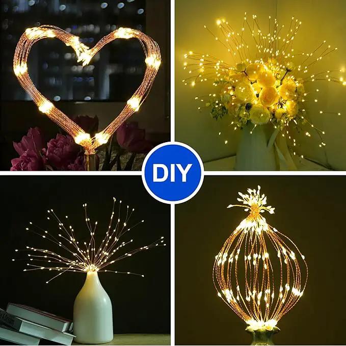 Solar Firework Lights Outdoor, 1000 LED Starburst Light Outdoor with USB Rechargerable, 8 Modes Waterproof Solar Hanging Lights for Gazebo Yard Party Wedding Decorations (Warm White, 1000 LED) by GreenHaven Gardens