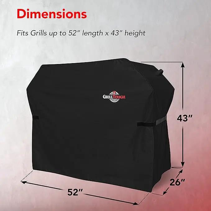 Heavy Duty BBQ Grill Cover for Outdoor Grill, 52 Inch – Waterproof, Weather Resistant, UV & Fade Resistant with Adjustable Straps – Gas Grill Cover for Weber, Genesis, Charbroil, etc. Black by GreenHaven Gardens