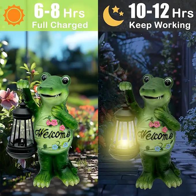 Solar Lantern Garden Alligator Statues Decor, Outdoor Crocodile Figurine Lights for Yard Patio Decoration - Unique Christmas Housewarming Gift for Grandma Wowen Mom by GreenHaven Gardens