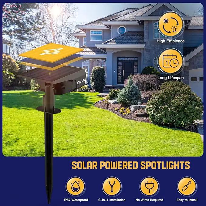 Kyosho Solar Color Spot Lights Outdoor, 9 Lighting Modes Halloween Christmas Lights, 38 LEDs Color Changing Waterproof RGBW Multicolor Tree Pool Solar Spotlight, 2 Pack by GreenHaven Gardens