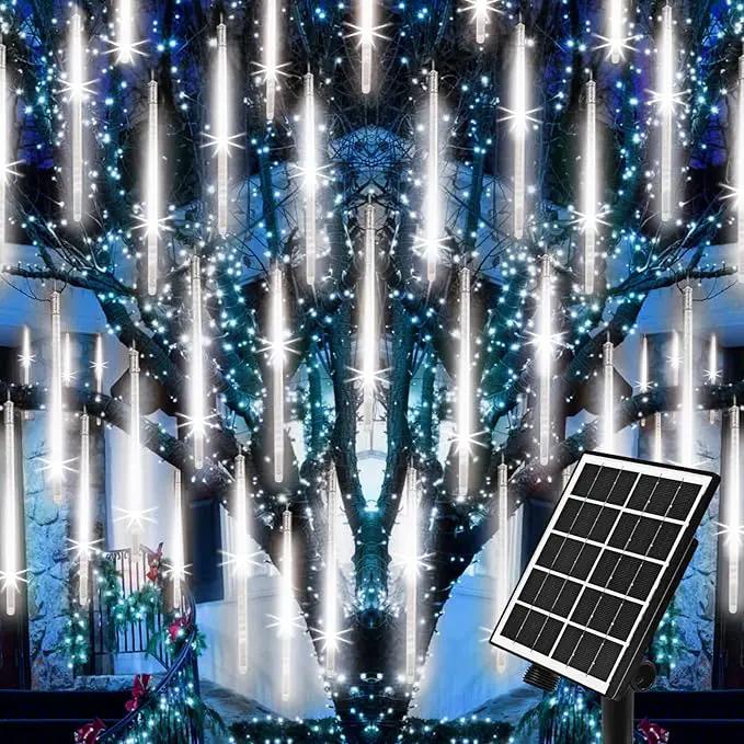 solar meteor shower lights outdoor, White by GreenHaven Gardens