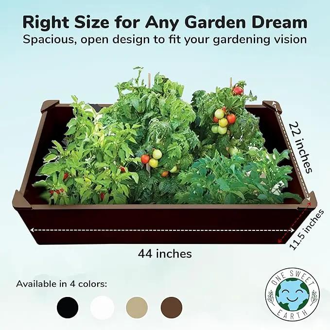 Raised Garden Bed - 2x4 ft Planter Box - Brown HDPE - No Tools Needed - DIY Kit for Urban Gardening, Flowers, Herbs & Vegetables - Made in The USA by GreenHaven Gardens