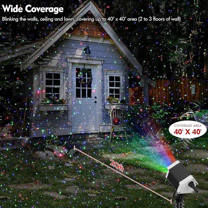 Christmas Laser Lights, Outdoor Garden Laser Lights Star Projector with Moving Firefly for Outdoor, Indoor, Christmas, Holiday (Red Green Blue) by GreenHaven Gardens