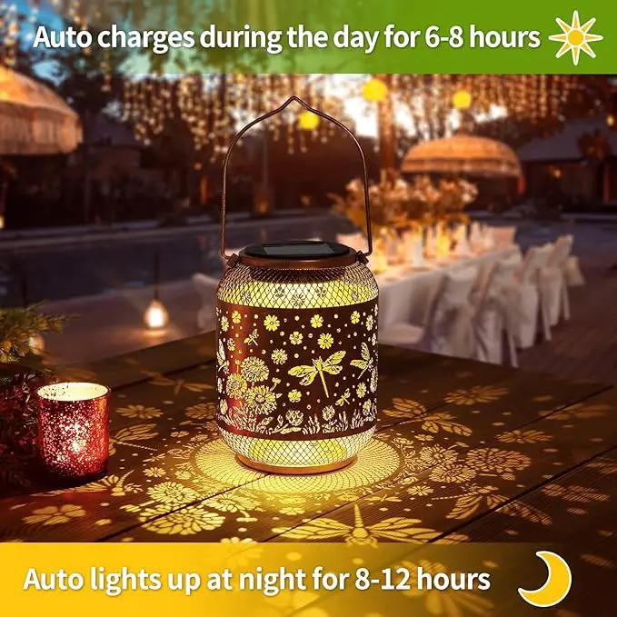 Solar Lanterns Outdoor Waterproof Dragonfly Garden Decor Birthday Gifts for Women Mom Grandma Hanging Solar Lights Metal Decoration Outside for Yard, Patio, Backyard, Porch, Pathway by GreenHaven Gardens