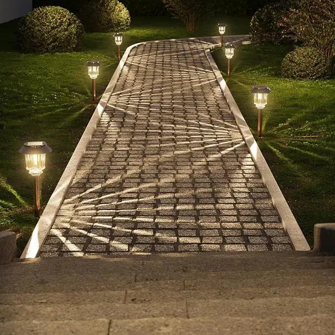 XMCOSY+ Solar Pathway Lights Outdoor - 6 Pack Solar Garden Lights, 10-40 LM Dimmable Solar Lights Outdoor Waterproof Auto On/Off IP 65 Solar Powered Landscape Lighting for Patio Walkway Driveway by GreenHaven Gardens