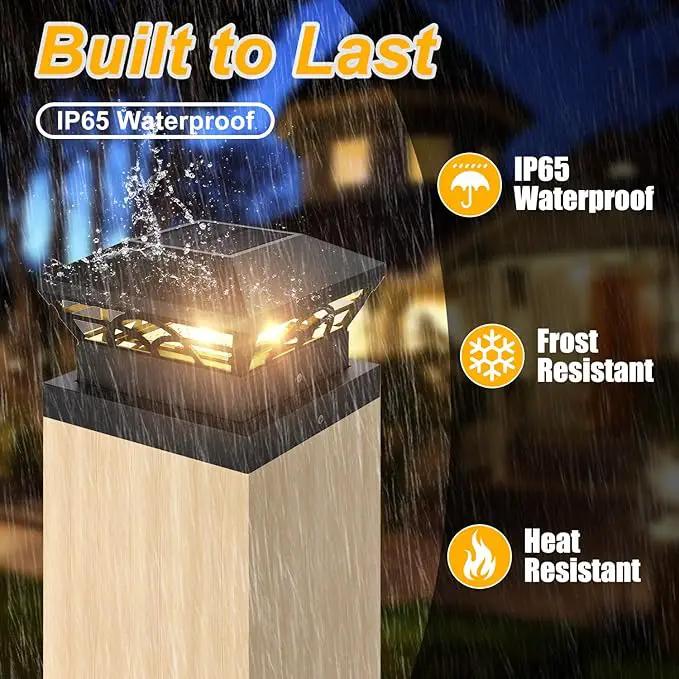 T-SUN Solar Powered Post Cap Lights Outdoor Waterproof for 4x4/5x5/6x6 Wooden/Vinyl Fences - Adjustable Warm/Cool White Modes for Deck, Mailbox, Garden, Porch, Patio, and Decorative Accents (6 Pack) by GreenHaven Gardens