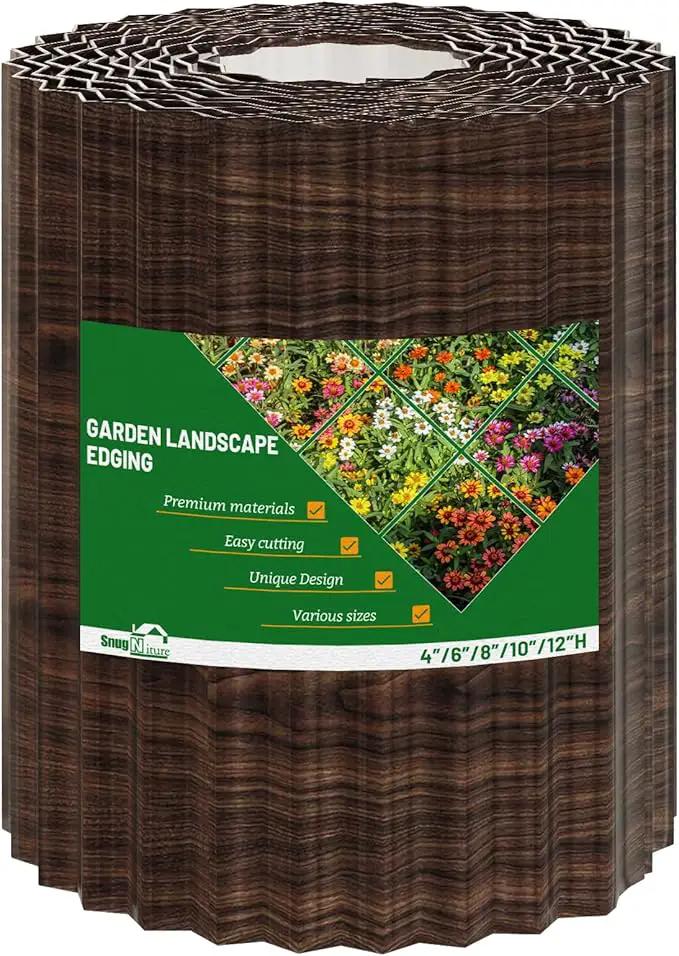 SnugNiture Corrugated Metal Garden Edging,12" x 20' Sturdy Lawn Edging Border,Landscape Edging Border for Lawn, Flower Bed,Garden and Yard(Brown) by GreenHaven Gardens