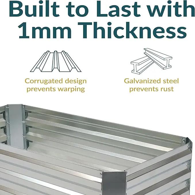 Sunnydaze Galvanized Raised Garden Bed - Metal Raised Bed for Gardening - Outdoor Planter Box for Flowers, Plants, and Vegetables - Silver - 48" W x 24" D x 12" H Rectangle by GreenHaven Gardens