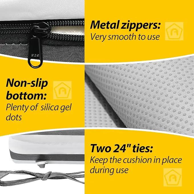 AAAAAcessories Outdoor Seat Cushions for Chairs, Waterproof, Fade-Resistant Patio Furniture Replacement Cushions, 18.5" x 16" x 3", Set of 4, Gray Cabana Stripe by GreenHaven Gardens