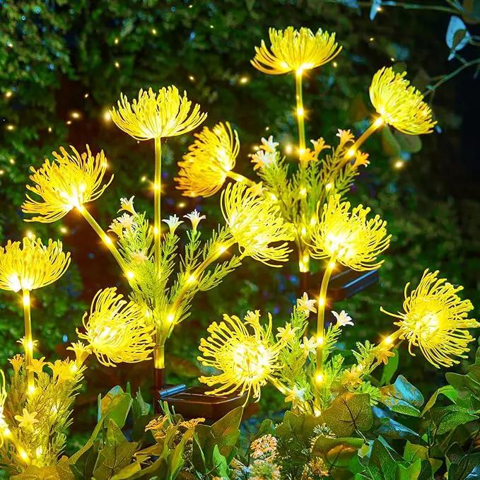 Brightown Outdoor Solar Garden Lights - 4 Pack LED Solar Flower Lights with Glowing Flowers & Stems, More Realistic, Bigger Solar Panel, Waterproof Solar Lights for Outside Yard Patio Home, Yellow by GreenHaven Gardens