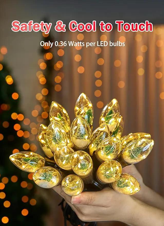 C9 LED Christmas Lights Outdoor, 45 Ft C9 String Lights with 40 Shatterproof LED Bulbs, 3 Light Mode, Connectable Waterproof Christmas Tree Lights for Outside Indoor Holiday Garden Decor, Warm White by GreenHaven Gardens