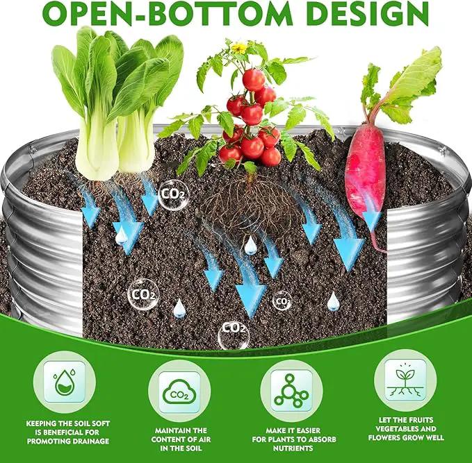 17" Tall Outdoor Garden Raised Garden Bed Kits, 4ft X 2ft Oval,0.8MM Thick Metal Raised Planter Bed/Ground Planter Box for Variety of Flowers,Herbs,Vegetables (Silver, 48X24X16.5 Inches) by GreenHaven Gardens