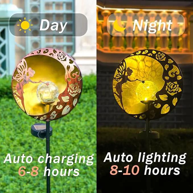 Fairy Solar Garden Light, Decorative Outdoor Statue, Moon Star Decor Stake, Metal Sculpture Decoration for Yard, Lawn, Patio, Pathway, Housewarming, Birthday Gift for Mom, Grandma, Women by GreenHaven Gardens