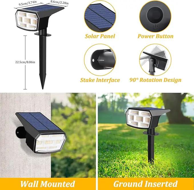 8-Pack Solar Spot Lights Outdoor, 59 LED Solar Lights Outdoor Waterproof, Outdoor Solar Lights for Yard with 3 Lighting Modes, Landscape Spotlights for Garden Pathway, Warm White by GreenHaven Gardens