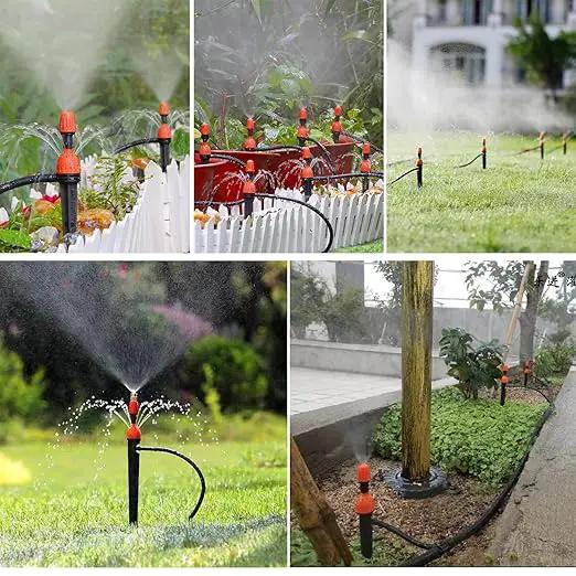 49.21 FT Garden Automatic Watering Irrigation System, Spray drip Irrigation Atomization Integrated Home Gardening Irrigation System, Garden Watering System Adjustable Flexible Nozzle Sprayer System by GreenHaven Gardens