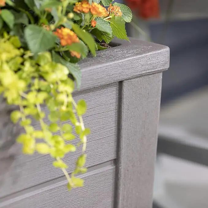 Step2 Lakewood Square Planter, Large Planters for Outdoor Plants, Gardening and Flower Pot for Patio or Porch, Efficient Drainage, Durable Plastic, Dark Cedar, 1-Pack by GreenHaven Gardens