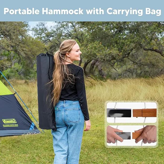 SUNCREAT Portable Outdoor Hammock with Stand Included, Double Hammock with Stand for Outside, Yellow Blue by GreenHaven Gardens