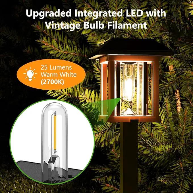 XMCOSY+ Solar Lights Outdoor Waterproof IP65, 25 LM Garden Light for Yard Pathway, Dual-Tone LED Lights with Seed Glass Metal, Solar Powered Landscape Walkway Pathway Decor Lighting (Warm White) by GreenHaven Gardens