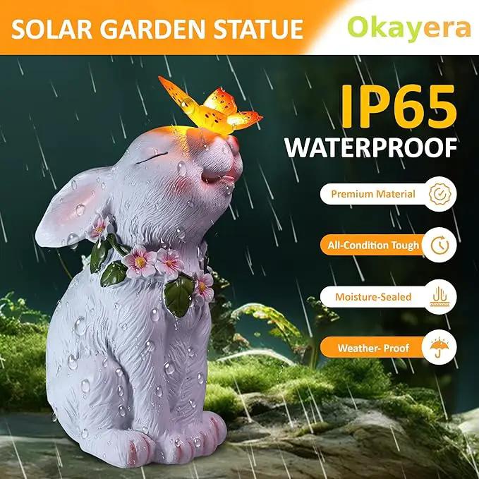Solar Bunny Easter Garden Outdoor Decor, Large Outside Lawn Rabbit Animal Ornaments for Patio Clearance Balcony Yard, Easter Gift to Mom Women Birthday Mother's Day by GreenHaven Gardens