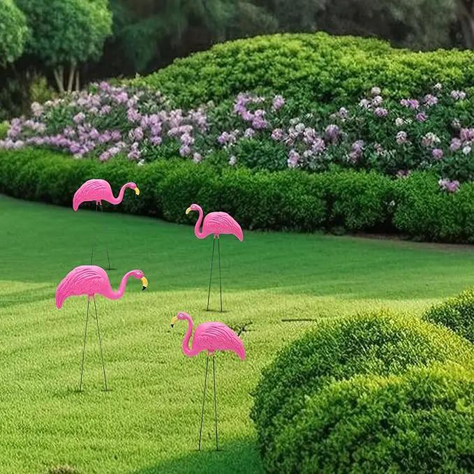 4E's Novelty 4 Pink Flamingos Yard Decorations - Large 23" Flamingos Yard Ornaments - Pink Flamingos for Yard Sculptures & Statues - Lawn Flamingos Outdoor Garden Decor, Weather Resistant by GreenHaven Gardens