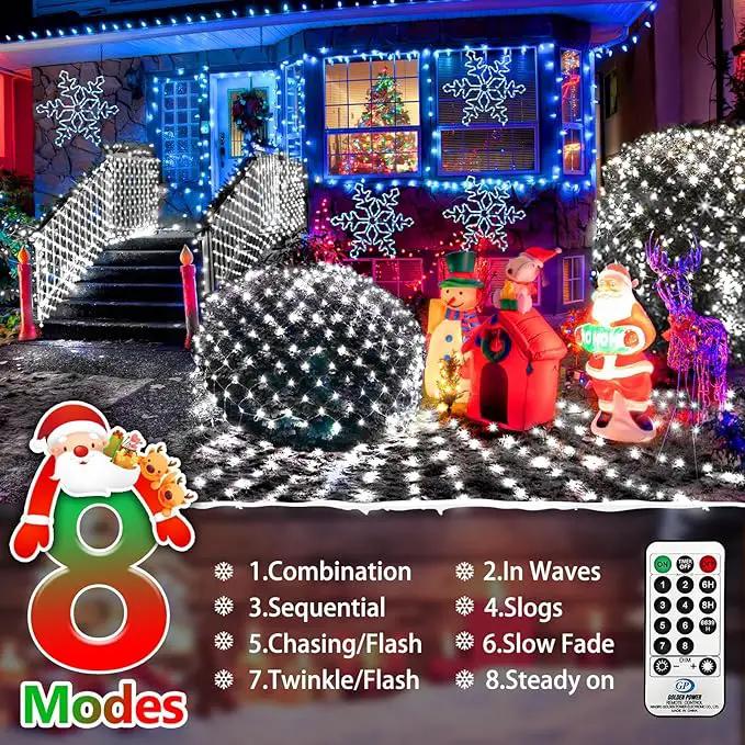 KNONEW Christmas Net Lights 360 LEDs 13ft x 9.8ft Outdoor Mesh Lights Connectable Waterproof 8 Modes & Timer Plug-in Net Fairy Lights for Bushes Garden Party Wedding Holiday,Cool White by GreenHaven Gardens