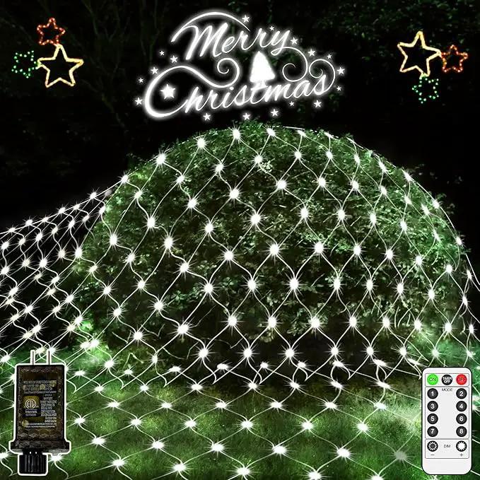 JXLEDAYY Christmas Net Lights Outdoor 200 LED 9.8x6.6 FT Mesh Lights for Bush Waterproof Fairy String Lights Plug in with Remote Timer 8 Modes for Garden Yard Bush Tree Patio Decor-Cool White by GreenHaven Gardens