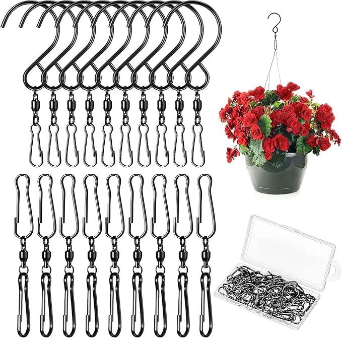 Jetec Wind Spinner Swivel Hooks 360 Degree Dual Spinning Windsock Chime Supplies Hanger Swivels Clip Hanging Hooks with Storage Box for Wind Spinners Supply, 2 Styles (Black,30 Pieces) by GreenHaven Gardens