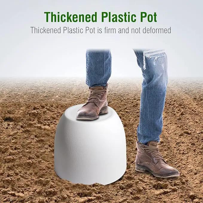 12/10/9 Large Modern Plant Pots, Plastic Planters with Drainage Holes and Saucers for Indoor Outdoor Plants Flowers, White by GreenHaven Gardens